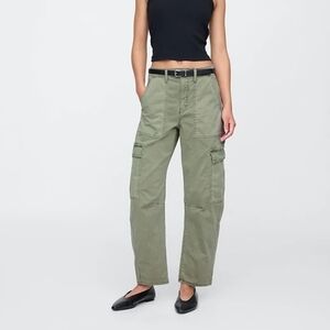 Gap High Rise Barrel Cargo Khakis Mesculen GREEN 6
